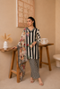 Noir Bloom Striped Set – Rayon Printed 3-Piece Co-ord