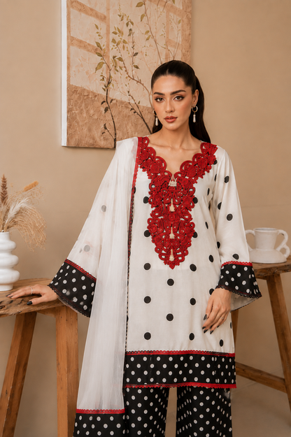 Vanya Polka Dot Three-Piece Suit Set