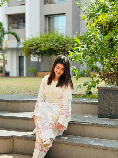 Meher Embroidered Cotton 3-Piece Suit Set