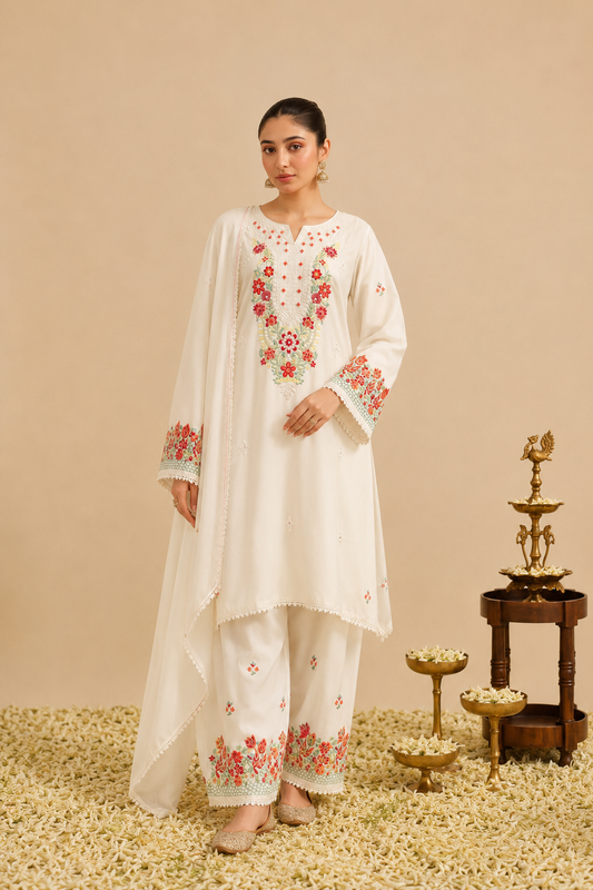 Eira – Cotton Embroidered 3-Piece Suit Set
