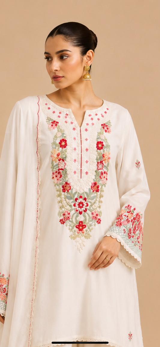 Eira – Cotton Embroidered 3-Piece Suit Set