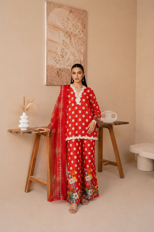 Ruby Polka 3-Piece Suit Set