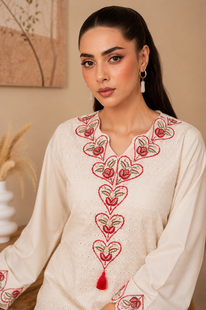 Heart Shiffli Cotton Co-ord Set